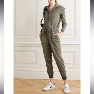 NWT James Perse Mix Media Jumpsuit Women’s 3 (Large) Sage Army Green romper $425